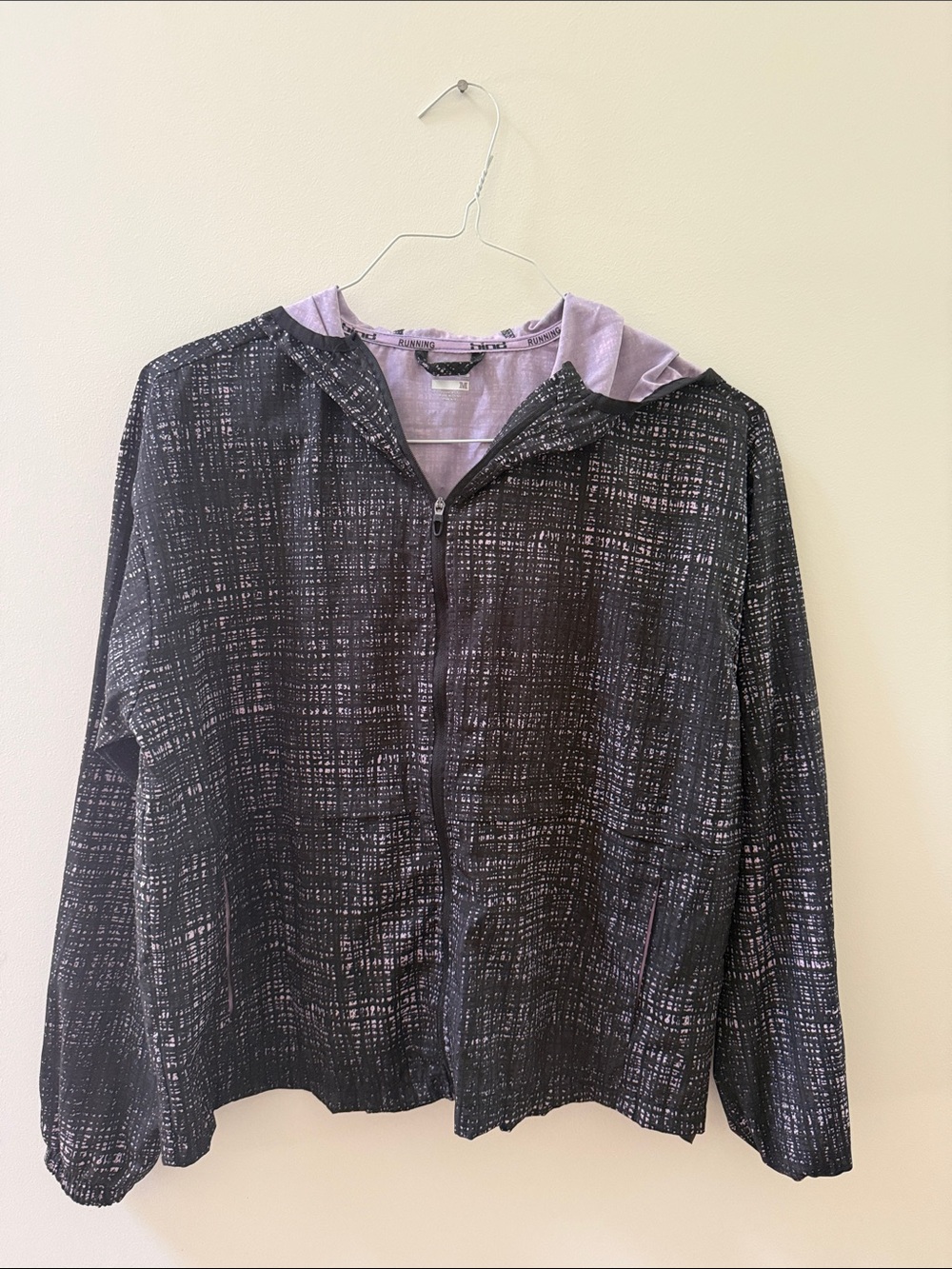 Hind Black Textured Hooded Zip Jacket with Lavender Hood Lining